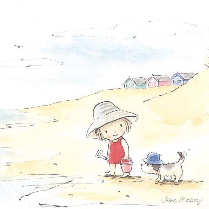 Jane Masseyのインスタグラム：「#atthebeach 💛  I will be closing my shop on Friday until the end of August. Thank you for all of your orders this year. This illustration is now sold but there are 2 signed originals in my shop right now. Link in bio.」