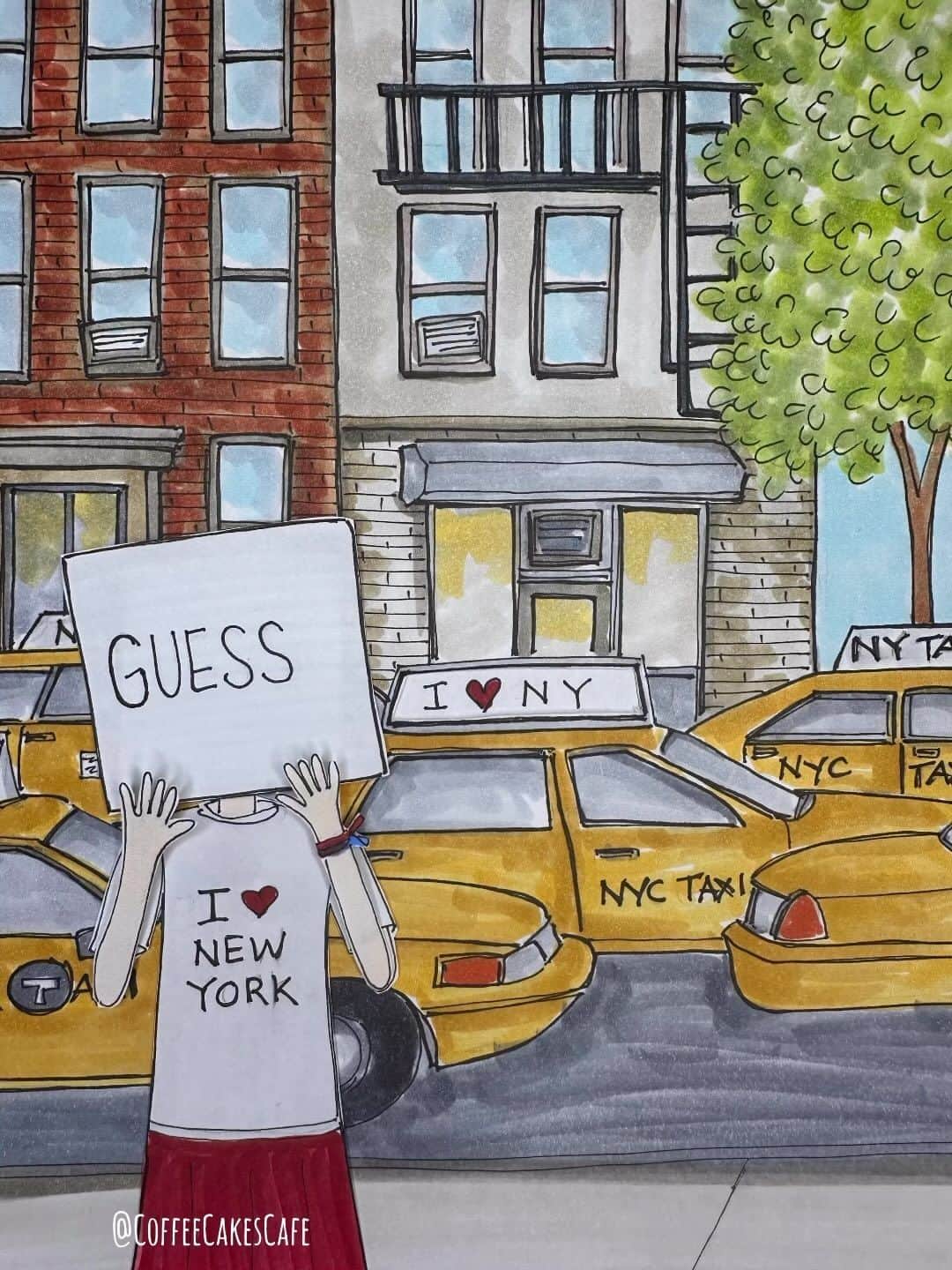 RIASIMのインスタグラム：「Can you guess the answer??? . . .. . . .  . Based on the info from @streeteasy the answer is around 19k cabs! 13,500 are yellow cabs and 5,600 are green cabs located in upper Manhattan and the outer boroughs.🚕🚕 . Hope you enjoyed, once again, fun facts about NY! Have a wonderful day everyone! Supposed to be a hot one today !!!😓 . . . . . . . . . . #westvillage #westvillagenyc #westvillagelife #westvillagenewyork #westvillagelove #prettycitynewyork #newyorkcity #stopmotionanimation #coffeecakescafe #streetsofnewyork #nyccab #made_in_ny」