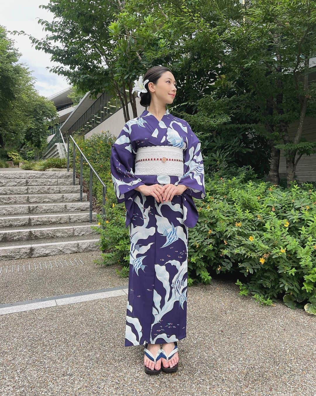 松田和佳のインスタグラム：「🎐🫧  夏は気持ちだけでも涼しげに🫶🏻 今年はお祭り何個行けるかな〜？  #浴衣 #浴衣ヘア #浴衣女子 #浴衣コーデ #ハクビ京都きもの学院 #浴衣着付け #お祭り #夏休み #japanesefashion #japaneseculture #yukata #traditional」