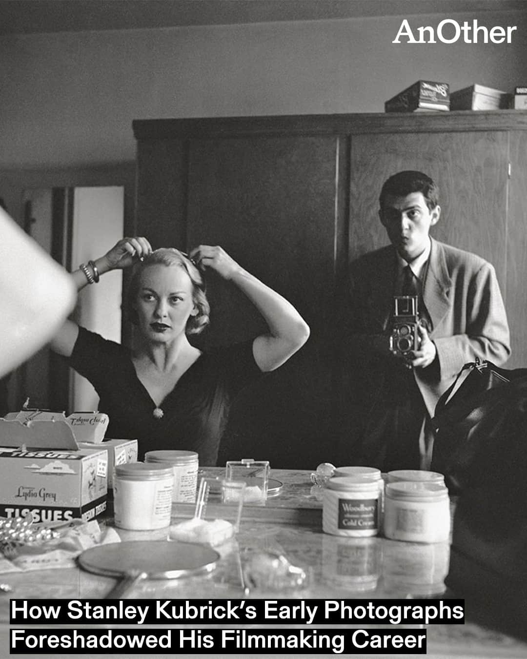 AnOther Magazineのインスタグラム：「On what would have been Stanley Kubrick's 95th birthday, we're looking back at the auteur’s formative work in photography, taken as a curious teenager for Look magazine in New York 🖤⁠ ⁠ “Kubrick was very interested in film noir and its distinct crime-ridden, shadowy aesthetic,” said the curator of the 2018 exhibition of his works, Through a Different Lens. “The photographs are very beautiful, the lighting is very dramatic, but he depicts very dark shadows – showing the darker view of the world that he would go on to project in his films.” See more at the link in bio 📲⁠ ⁠ 📸 Through a Different Lens. Stanley Kubrick Photographs. © SK Film Archives / Museum of the City of New York⁠」
