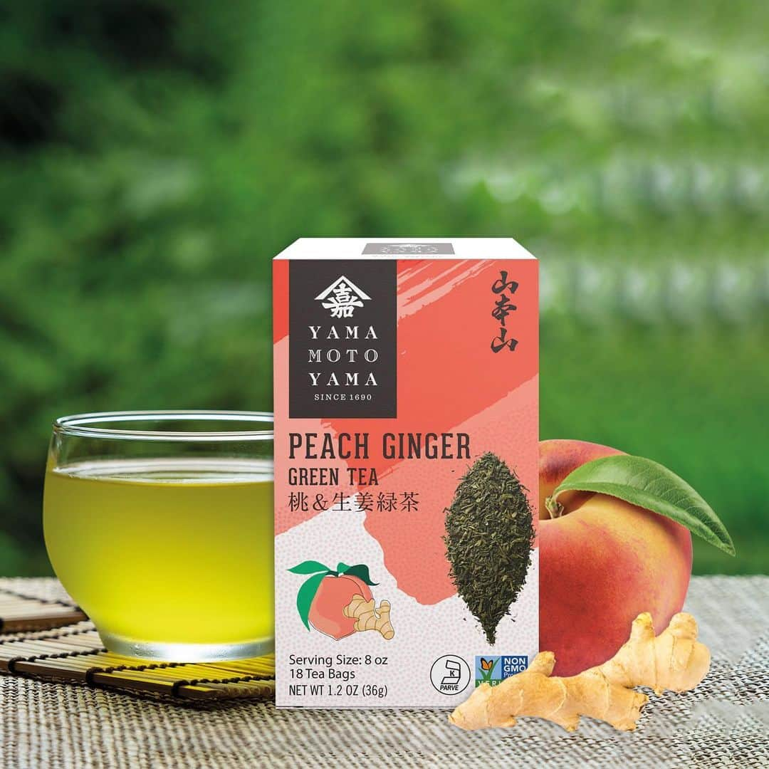 YAMAMOTOYAMA Foundedのインスタグラム：「We love to experiment with unique and delicious flavors. And today, we bring a combination that will captivate you.⁠ ⁠ Our Green Tea with Peach & Ginger is here to delight your taste buds.⁠ ⁠ Click on our link in bio to shop!⁠ ⁠ #yamamotoyama #japanesegreentea #greentea #matcha #tea #healthy #wellness #tealover #organic」