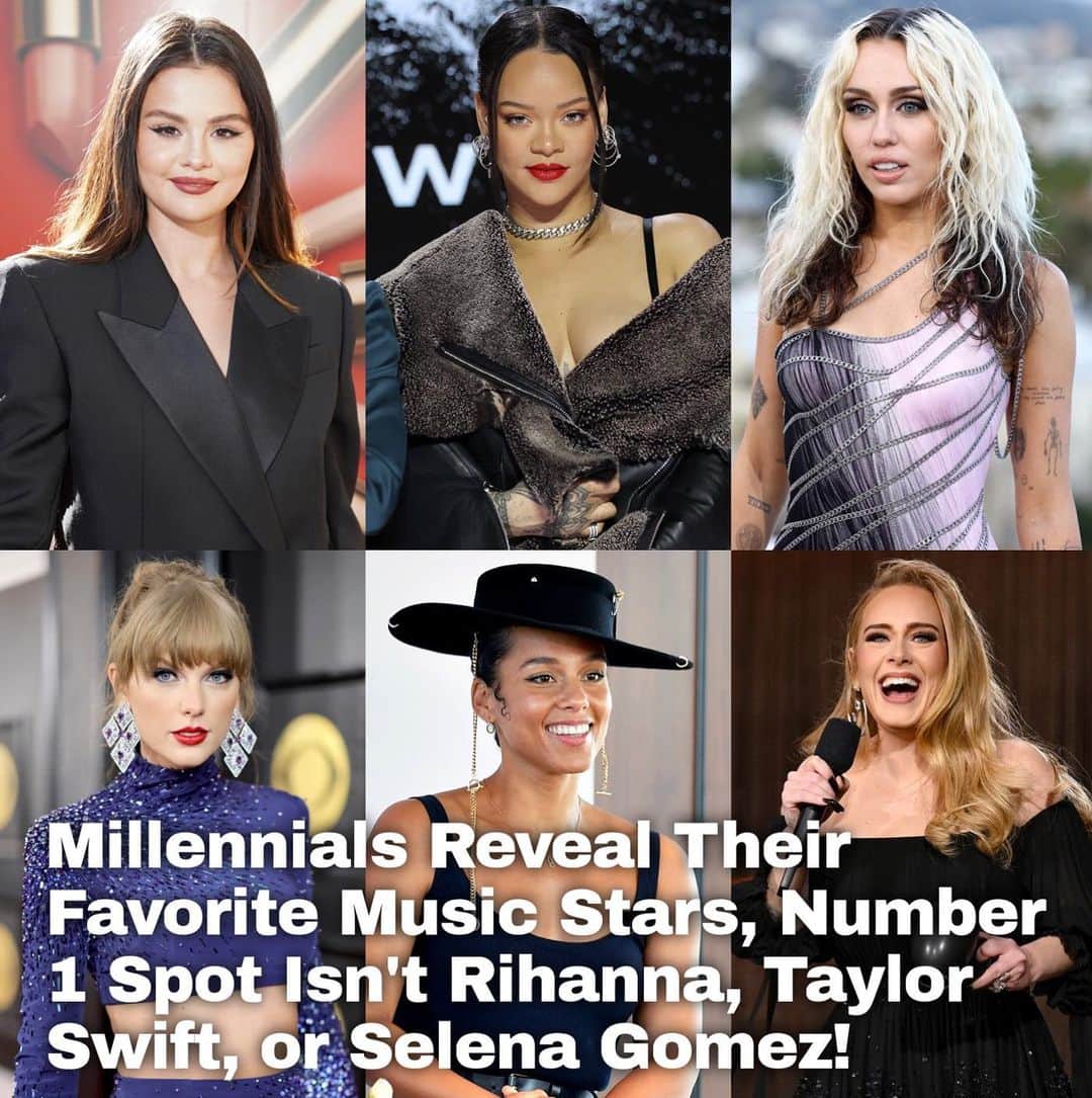 Just Jaredさんのインスタグラム写真 - (Just JaredInstagram)「Millennials were asked to name their favorite music stars of 2023 and the number 1 spot does not belong to Rihanna, Taylor Swift, or Selena Gomez. Tap this photo in the LINK IN BIO to find out where they land and see who nabbed the number 1 spot. #SelenaGomez #Rihanna #MileyCyrus #TaylorSwift #AliciaKeys #Adele Photo: Getty」7月27日 1時46分 - justjared