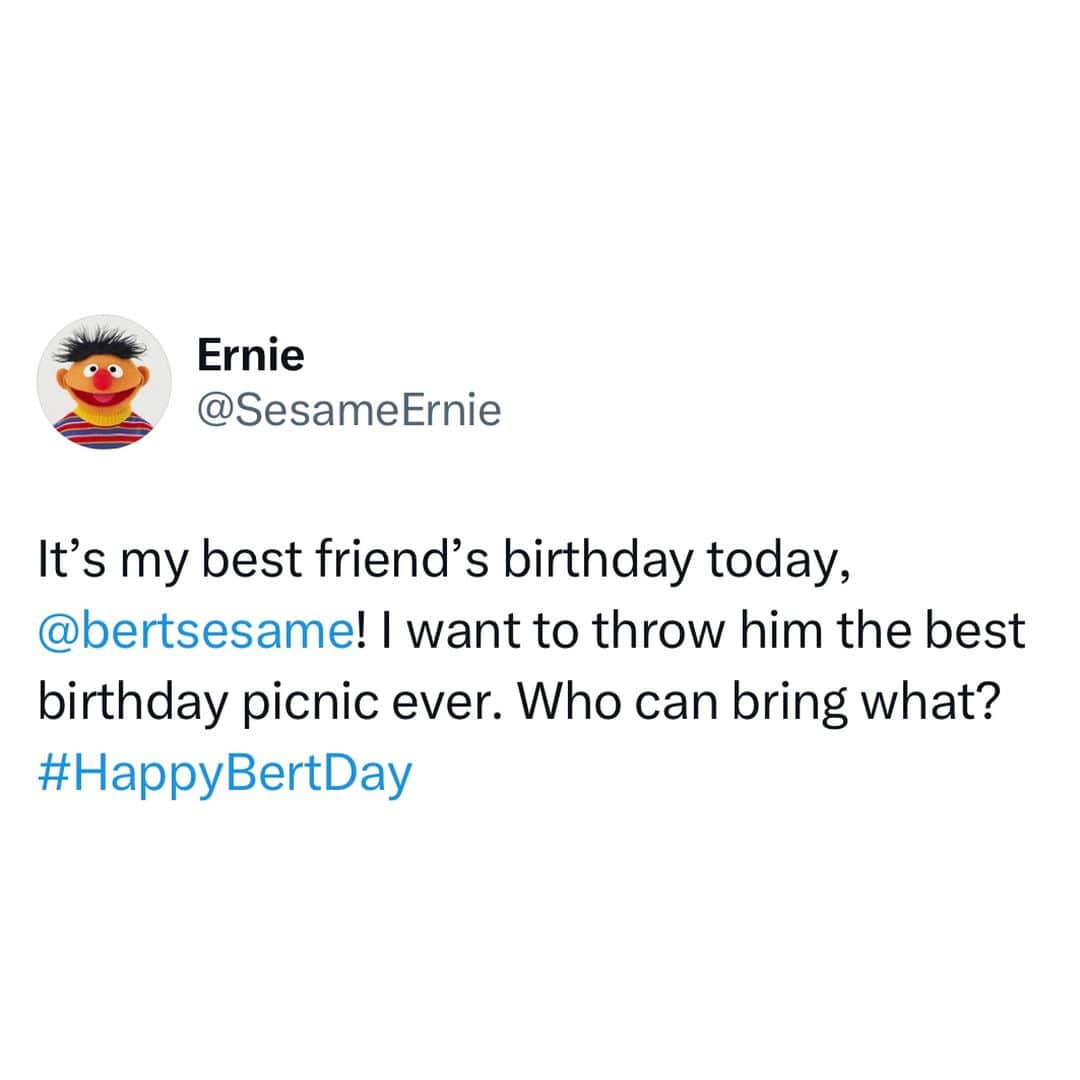 セサミストリートさんのインスタグラム写真 - (セサミストリートInstagram)「It's party time! What would you bring to Bert's birthday party? 🎉🥳🍰 #HappyBERTDay」7月27日 1時54分 - sesamestreet