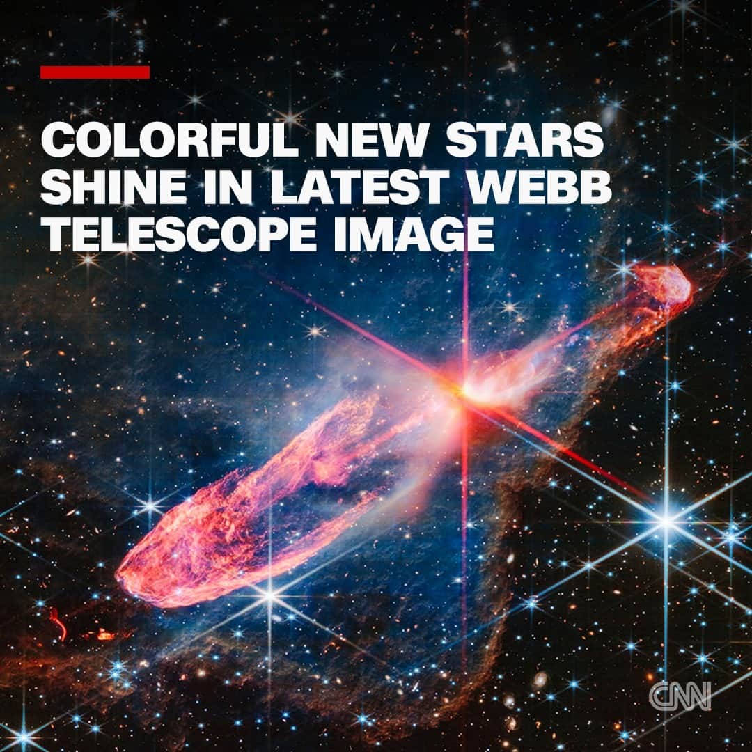CNNさんのインスタグラム写真 - (CNNInstagram)「A pair of rambunctious young stars takes center stage in a new near-infrared image taken by the James Webb Space Telescope.  The two stars, which are still actively forming and closely orbiting one another, are called Herbig-Haro 46/47 and can be found 1,470 light-years away in the Vela constellation.  Although the stellar duo has been studied and observed by many space and ground-based telescopes since the 1950s, Webb has taken the most detailed and highest-resolution image in near-infrared light. The telescope's capabilities allow it to peer through an otherwise obscuring nebula, filled with gas and dust, that surrounds the stars. In visible-light images taken by other telescopes, the blue nebula has actually looked black.  Read more at the link in our bio.  📸: J. DePasquale/CSA/ESA/NASA」7月27日 8時00分 - cnn