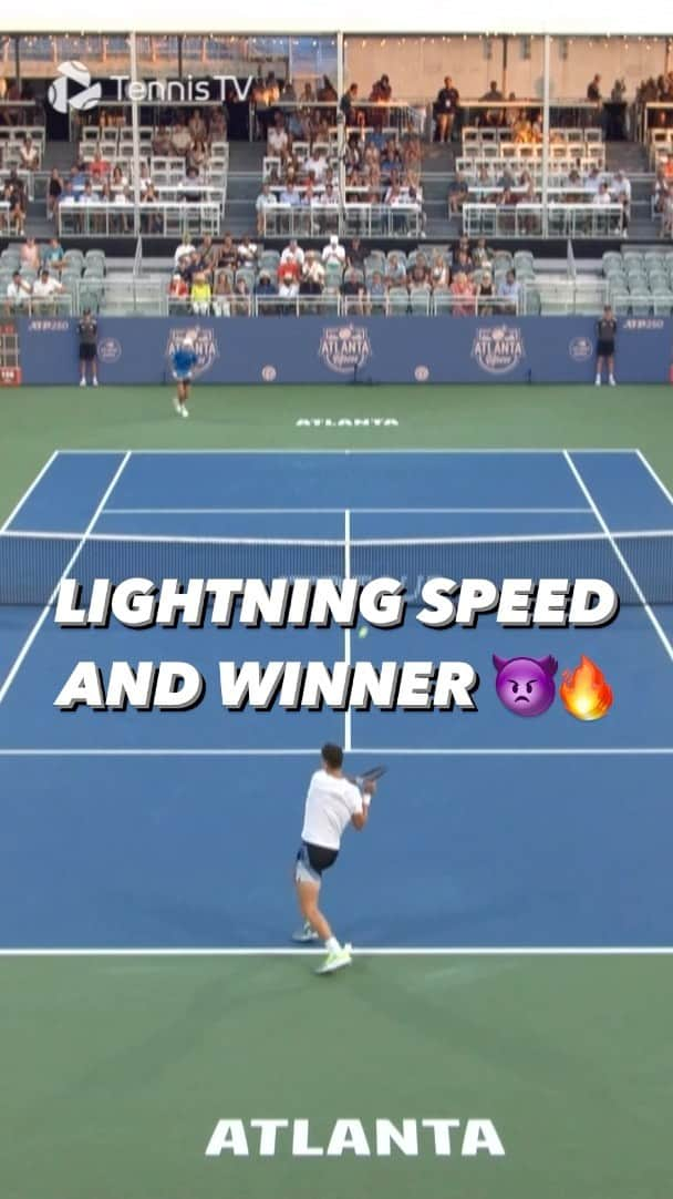 アレックス・デミノーのインスタグラム：「This guy 🤩 @alexdeminaur is SO quick 💫 . @atlantaopentennis #atlantaopen #tennistv #tennis #atptour」