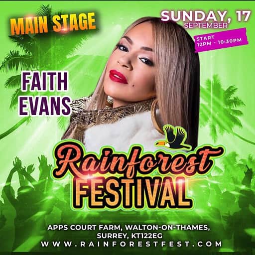 フェイス・エヴァンスのインスタグラム：「Can’t wait to see my UK #Faithfuls at #RainforestFestival 🇬🇧」