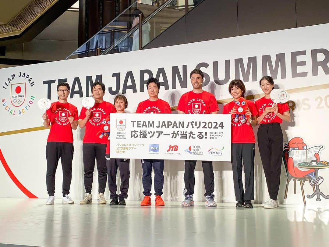 淡輪優希さんのインスタグラム写真 - (淡輪優希Instagram)「TEAM JAPAN SUMMER FEST- パリ2024オリンピック1年前カウントダウンイベント MCを勤めさせていただきました‼︎🎤  #高橋尚子 さん #土井レミイ杏利 さん #水谷隼 さん #登坂絵莉 さん  という、WINTER FESTに続き今回も日本のスポーツ史に名を残す素晴らしいオリンピアンの皆様と✨ 競技は違えどやはりトップアスリートが集えば、あそこでしか聞けないような貴重なお話が止まりませんでした。。  さぁーパリはどんなドラマが待っているのか。 "もうすでにオリンピックははじまっている…！"と高橋さんもおっしゃっていましたが、実は代表選手選考段階の今から各大会に注目していると、もっともっとオリンピックの舞台の緊張感、選手それぞれの想い、いろんなことを何倍も熱く感じることができると思いますよーー🔥  MCながら贅沢な時間を過ごさせて頂きました✨ありがとうございます。  東京2020は緊張であまり楽しんだ記憶はないので(笑)パリには野球種目がないのは少し残念ですが、シンプルに応援できるのは最高！今から楽しみです🇯🇵  #がんばれニッポン  #teamjapan  ※ちなみにイベント前日に大学病院にて鼻のガーゼを抜いてもらいなんとかMCができる状態に。もちろんこんなギリギリな予定ではなかったのですが、自分の管理ミス。。スケジュールは余裕を持って組み立てましょう。(自戒」7月27日 21時52分 - yukitannowa