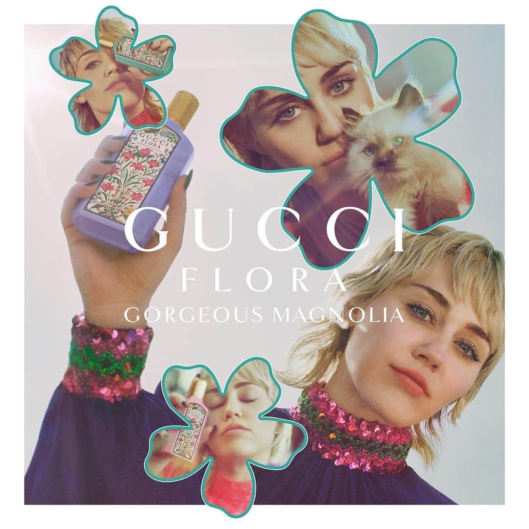 マイリー・サイラスのインスタグラム：「Step into a world of unhindered freedom with the new Gucci Flora Gorgeous Magnolia Eau de Parfum. Designed to celebrate inner strength, its powerful spirit is embodied by Miley Cyrus in the third chapter of the Flora Fantasy campaign, directed by artist Petra Collins.  Discover the new fragrance via link in bio.   #FloraFantasy #GucciBeauty #MileyCyrus #PetraCollins #GucciFlora」
