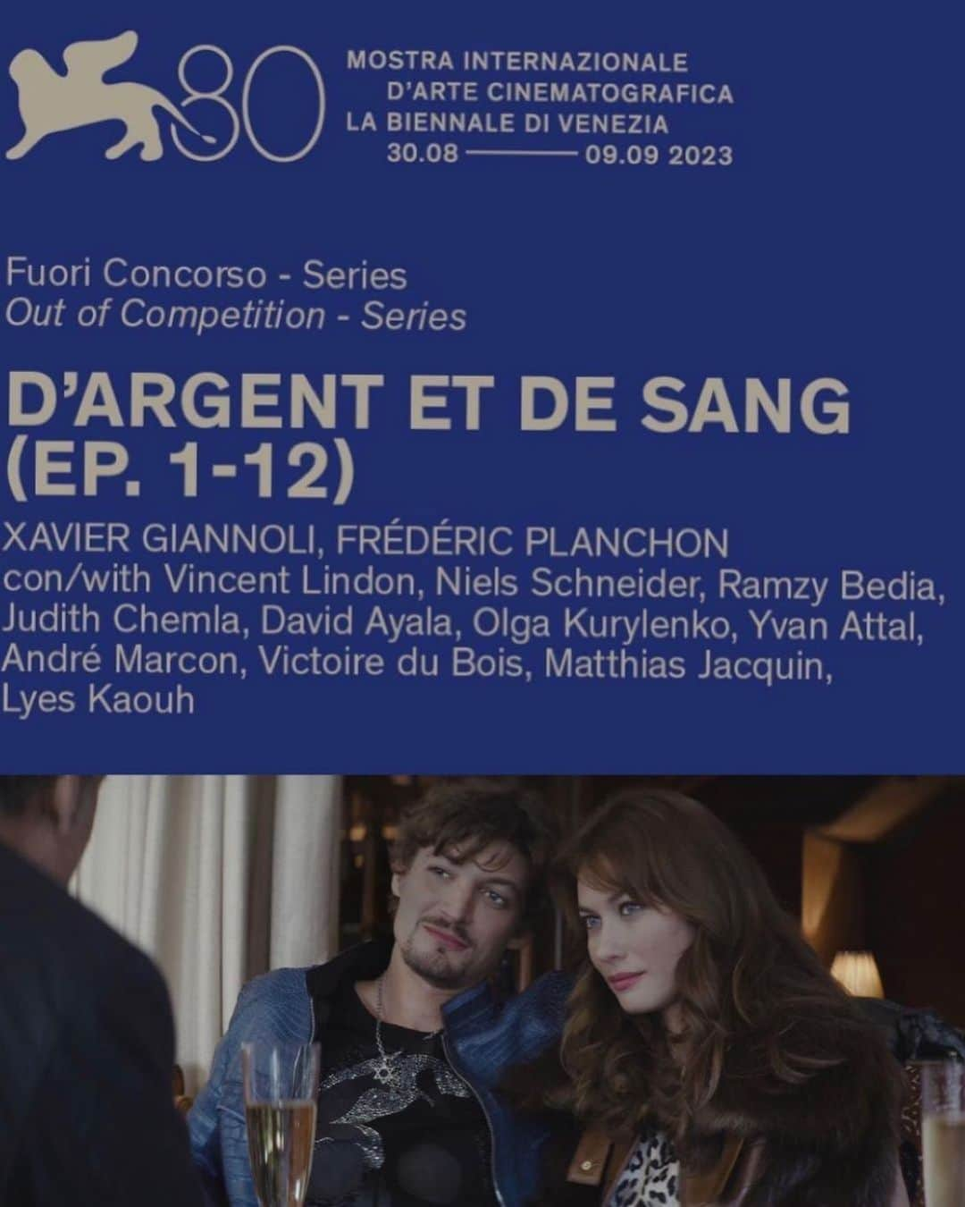 オルガ・キュリレンコのインスタグラム：「D’argent et de Sang de Xavier Giannoli sera présenté à la Mostra de Venise @nielsschneider   @labiennale  @canalplus @curiosa.films   #olgakurylenko #actress #mostradelcinema #venise #festival #serie #italie #venezia80 #venezia」