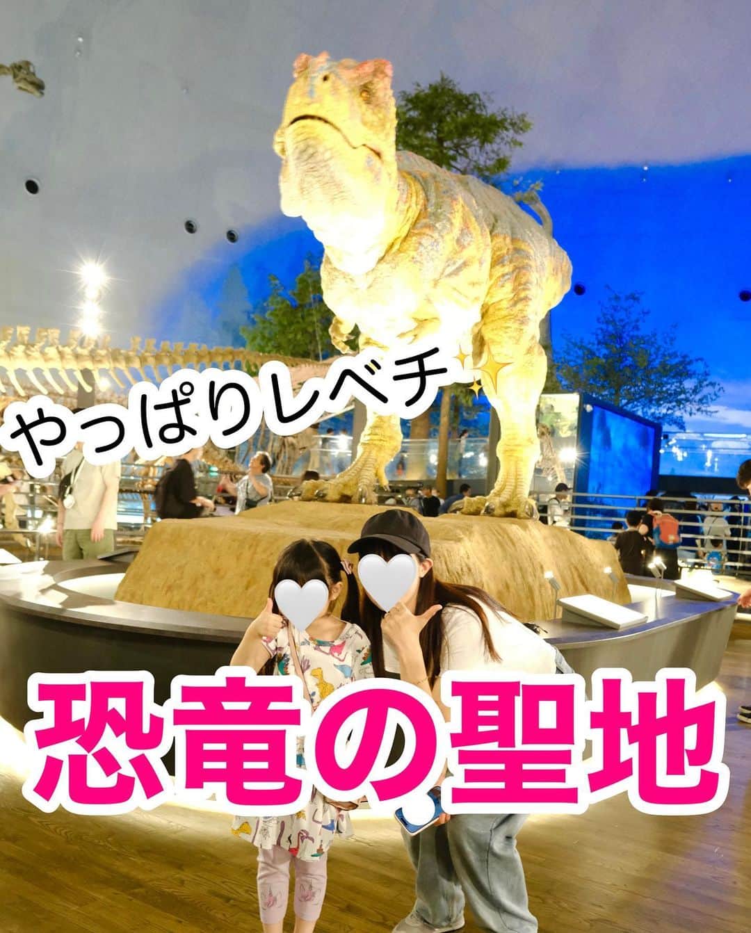 まるまるのインスタグラム：「@pg_marumaru ←恐竜がだいすき👧🏻🩷🦕 ⁡ ⁡ 福井県立恐竜博物館に行ってきました〜 やっぱり福井はレベチでしたーーー🦖 骨格標本も44から50体へ！！！かっこいい、たまらん。。。 本館のティラノサウルスロボは、口が閉じるようになったらしいよ（まったく気付かなかった😂） 新館は、映像への力の入れ方が凄かったよー🥹✨ ⁡ とっっっても楽しかった博物館。 １０枚では到底魅力を伝えられないので、当日に垂れ流したストーリーズはハイライトに載せています！きっと福井へ行きたくなりますよ🧙‍♀️🪄︎︎✨ ⁡ ⁡ レストランでは、恐竜のスイーツ（なんかね、実験🧪的な感じで試験管のものを振り掛けるやつ）高いけどしっかり課金キメました😉ジュース🍹とオムライスも恐竜バージョンで美味しかった！！9時にいったら誰も居なかった。 ⁡ 新しく図書館やら写真スポットもあり。アニア好きはたまらんであろう会場もありました！ ⁡ ⁡ ディノアライブは、東京公演のものを3回見たけど、福井のはまた違った楽しさがありました！！！ 福井のディノアライブは、生体などについての解説が多かったです。娘もこちらのディノアライブは怖くなかったと👧🏻✨（東京公演のディノアライブは、本当の恐竜世界を見ている感覚になるので少し怖いシーン多かった🦖） ⁡ ⁡ 長文になりそうなので、このあたりにします✋ とりあえず、最高でした❤️‍🔥❤️‍🔥❤️‍🔥 ⁡ ⁡ ⁡ ーーーーーーーーーーーーーーーーーーーーー ⁡ 知育好きなママが、おうちで簡単に楽しめる知育遊びを紹介しています✨ 他の投稿も覗いてみてね👀💛💛 ⁡ ーーーーーーーーーーーーーーーーーーーー #恐竜 #恐竜グッズ #福井県立恐竜博物館 #恐竜好き」