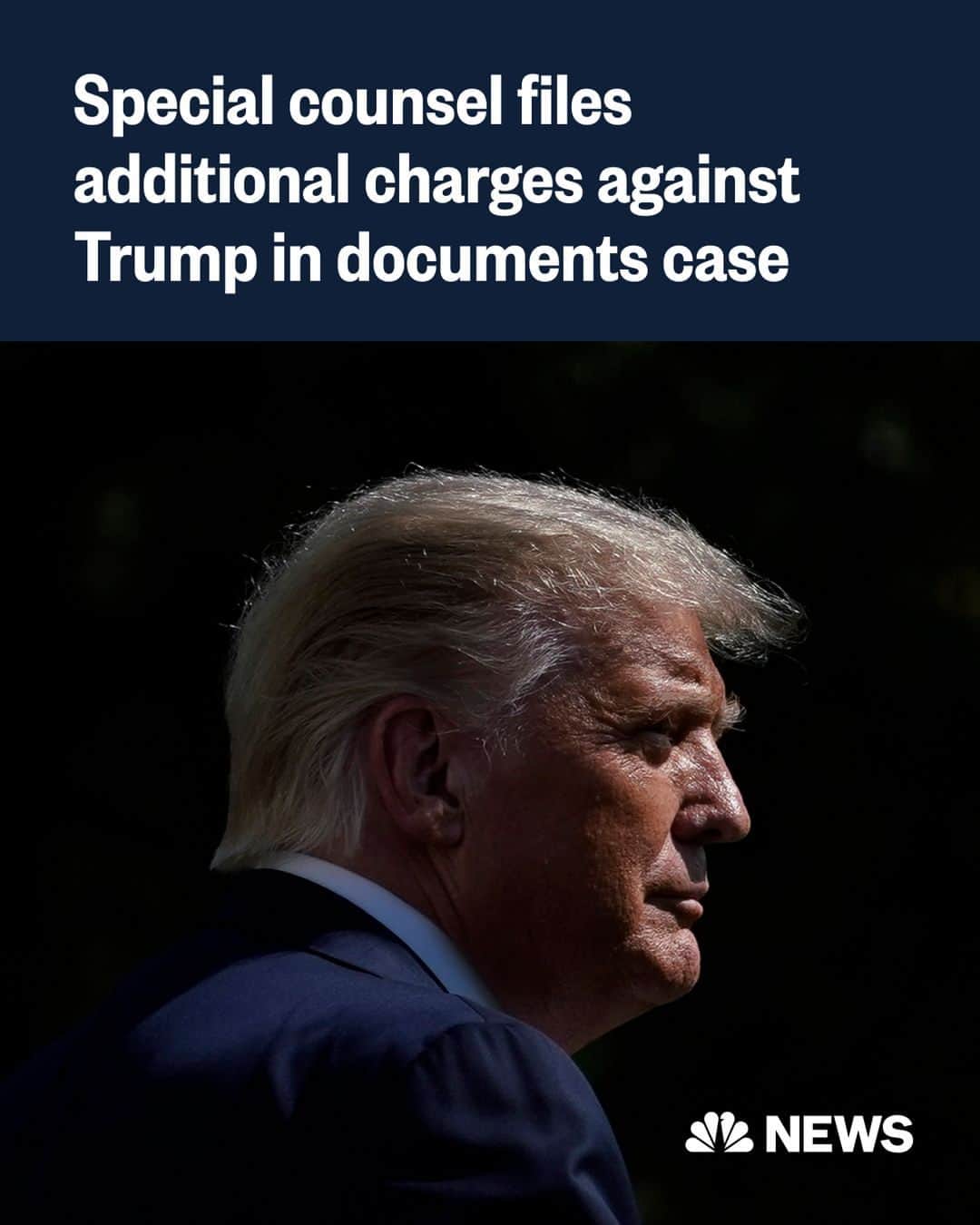 NBC Newsさんのインスタグラム写真 - (NBC NewsInstagram)「BREAKING: Special counsel files new indictment leveling additional charges against former President Trump for his handling of classified documents, and charges a third defendant.  The charges allege that Trump was part of a scheme to delete surveillance footage, and that a newly charged defendant — a maintenance worker at Mar-a-Lago — told another employee that "the boss" wanted the server deleted.  Carlos De Oliveira, a maintenance official, was added to the court docket on Thursday. His lawyer, John Irving, declined to comment.  Read more at the link in bio.」7月28日 7時45分 - nbcnews