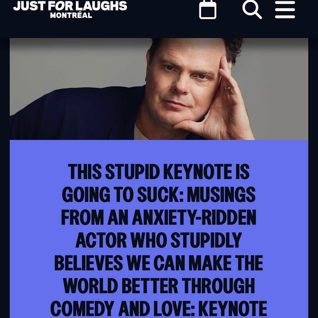 のインスタグラム：「I’m very proud of the name I came up with for my “keynote” at the @justforlaughs Festival in Montréal. It’s gonna get weird. Come by, Quebec!」