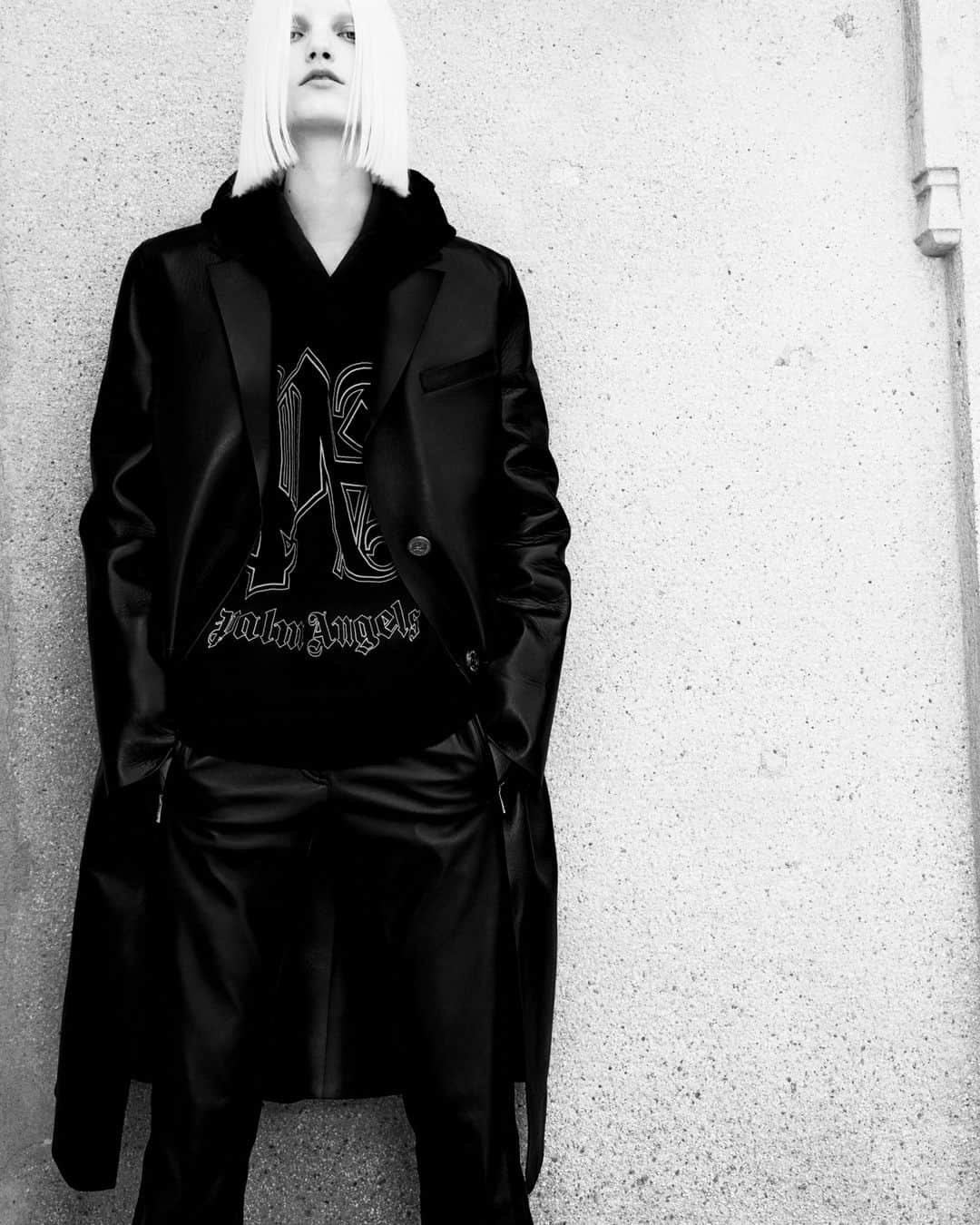 パーム・エンジェルスのインスタグラム：「THE MONOGRAM  Tailored references, smart cuts. The suit is mightier when paired with a hoodie. And some out-of scale knitted accessories.  #PAMonogram #Fall23」