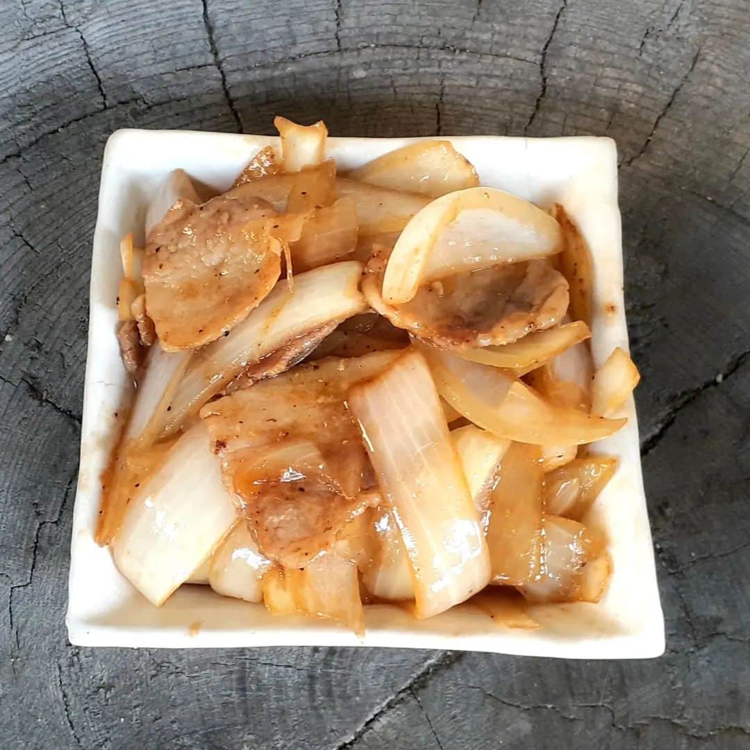 のインスタグラム：「#毎日野菜生  #玉ねぎ と豚バラ炒め🎵  塩コショウ、オイスターソース、醤油！  ごはんの上にのせて丼ぶりにしてかっこみました✨うめぇ～👍️  #加賀野菜 #夏野菜 #ベジスタグラム #家庭菜園 #料理動画  #もったいないを忘れない #朝ごはんシリーズ #ディナー #おうちご飯 #田舎料理 #野菜生活  #旬を味わう #グルメ #田舎暮らし #自給自足 #山菜 #朝採り野菜 #stiilgood  #規格外野菜 #フードロス  #sdgs  #ファッション  #栄養まるごとプロジェクト #foodphotography  「Stillgood！」お求めはこちらから 　　　　↓ https://still-good.shop」