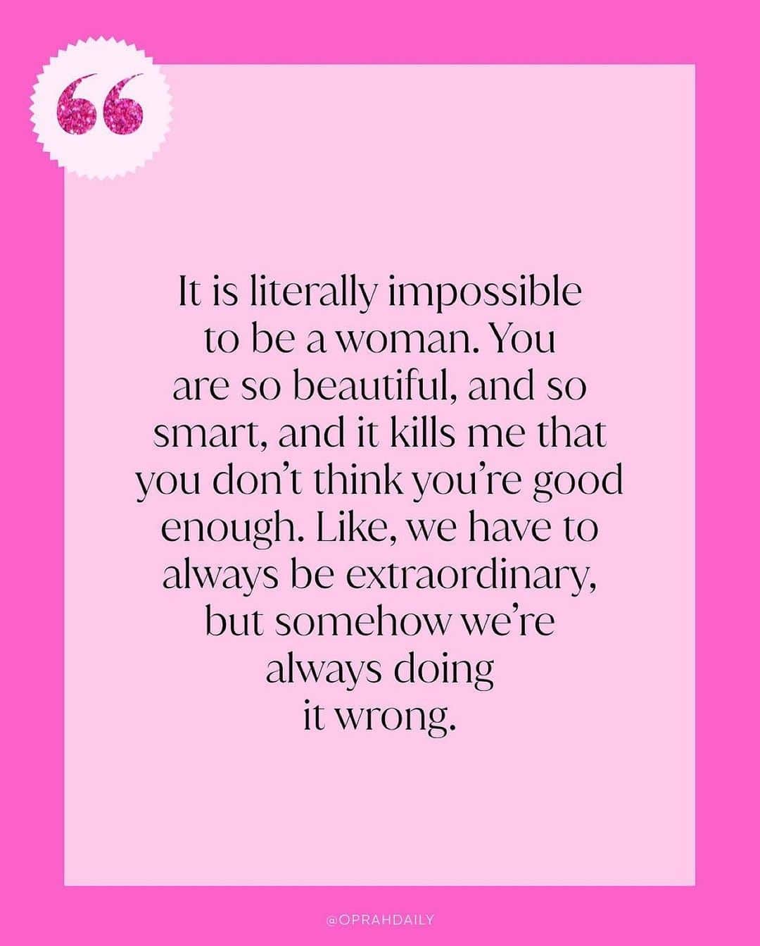 のインスタグラム：「This is brilliant and true and thank you Greta Gerwig for this epic monologue delivered flawlessly by @americaferrera 💕 I cannot stop reading it, knowing it and feeling it.  @barbiethemovie   Repost from @oprahdaily • This monologue in @barbiethemovie was EVERYTHING! @americaferrera DELIVERED in this scene. What did you think of it 💞💞💞」