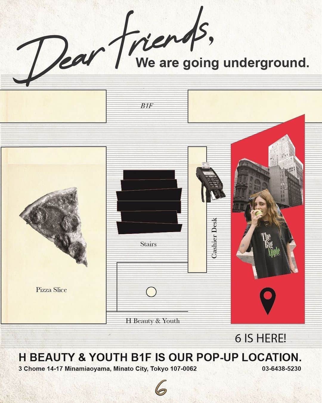 のインスタグラム：「On the 4th Aug (Fri), we will hold ＜6 ＞POP UP. Looking forward to seeing you.  今秋頃予定しております移転オープンに向け、7月31日をもちまして6 SHIBUYA CAT-STREETは営業を終了いたします。 それに伴い、8月4日（金）から移転オープンまでの期間は＜H BEAUTY&YOUTH＞のB1Fにて期間限定POP UPスペースを常設して営業してまいりますので、ぜひお立ち寄りいただけますと幸いです。ご来店お待ちしております。  #roku @6______roku  #H_beautyandyouth #エイチビューティアンドユース @h_beautyandyouth  #BEAUTYANDYOUTH #ビューティアンドユース #Unitedarrows #ユナイテッドアローズ」