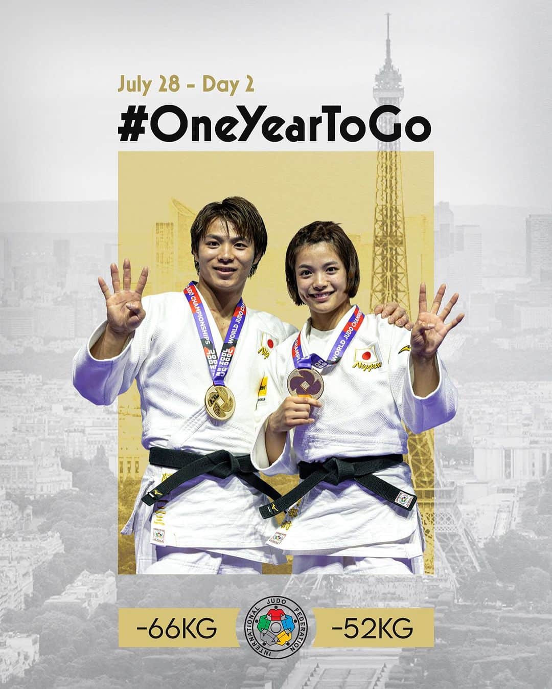 阿部一二三のインスタグラム：「#1YearToGo until -52kg / -66kg 🥋   #Judo #Olympics #Paris2024」
