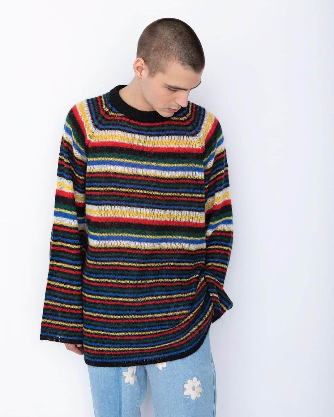 ノーマ ティーディーのインスタグラム：「NOMA t.d. 23FW  #36 'COME TOGETHER'   Multi Stripe Mohair Knit」