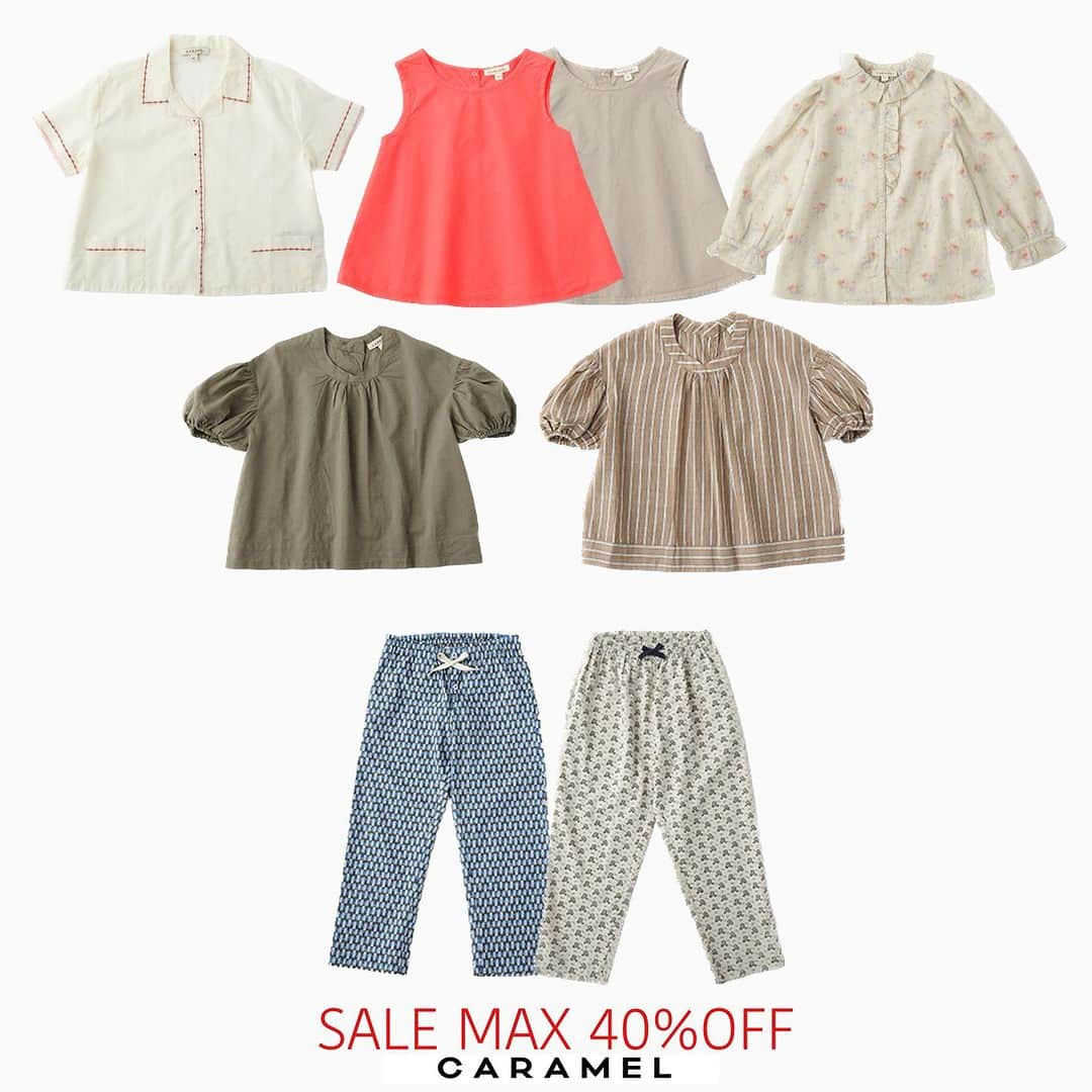 LILI et NENEのインスタグラム：「キャラメル　トップス＋パンツコーデ　MAX40%OFF  - BONJOUR 30%OFF - BELLEROSE 50%OFF - CARAMEL 40%OFF（除外品あり） - EMILE&IDA 50%OFF - LOISELOUISE  50%OFF - BONTON 40%OFF ＋BUY 2GET EXTRA 10%OFF - BONPOINT 50%OFF（除外品あり） - KHADI&CO 夏ショール系30%OFF ドレス40%OFF  #オシャレキッズ#ベビーファッション#キッズファッション #子供服 #lilietnene #リリエネネ #海外子供服セレクトショップ#kidsfashion #babyfashion #gift #女の子のママ#女の子ベビー#娘服#むすめ服#姉妹#お揃いコーデ#ベビー服#海外子供服 #キッズコーデ#キッズ  #キッズコーデ女の子 #ベビーコーデ#ベビーコーデ女の子#sale」