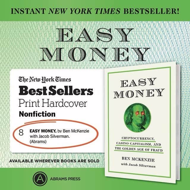 ベンジャミン・マッケンジーのインスタグラム：「"Easy Money" makes its debut on the renowned #NYTBestseller list, claiming the #8 spot among Nonfiction reads 🙌 @nytimes」