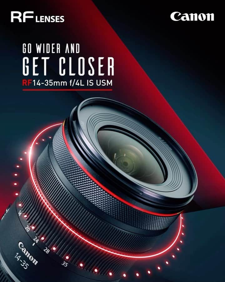 Canon Asiaのインスタグラム：「Widen new horizons and complete your RF f/4 Trinity with Canon RF14-35mm f/4L IS USM. The ultra-wide-angle zoom lens engineered to capture dramatic landscapes, architecture, interiors with high optical performance that’s perfect for content creation.  Unlock crystal-clear wide-angle possibilities with up to 7 stops image stabilisation when paired with a compatible EOS R camera.✨  Being lighter, more compact, dust- and drip-resistant, with in-built control ring on lens barrel (for quicker settings adjustments) makes this lens an absolute joy to handle!😎  #TeamCanon #CanonAsia #Canon #RFLens #CanonLens #Photography」