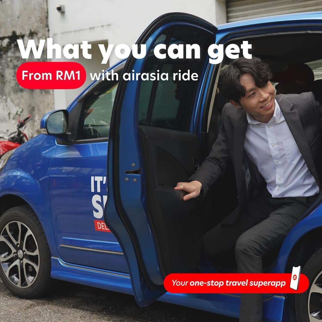 エアアジアのインスタグラム：「Discover the joy of airasia ride, where your adventure begins at an incredible price! Starting from just RM1, you get:   💆🏻‍♀️ Comfortability:  We provide a comfortable and well-maintained interior with air conditioning, clean seating, and a smooth ride experience.  ⛑️ Safety features: We implement safety features such as real-time trip tracking, sharing ride details with trusted contacts, and providing emergency assistance options.   💰 Lowest Fares: We offer competitive pricing and transparent fare structures, allowing passengers to estimate and know the cost upfront.   Don't believe us?  📱Book #RM1Ride with us on weekdays, in these selected locations: Mont Kiara, Bangsar South, Bukit Bintang, bandar Sunway, Cyberjaya, Putrajaya 🚘✨  T&Cs Apply.   #airasiaride #airasiasuperapp #rm1ride」