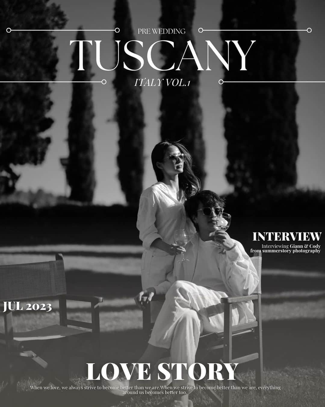 Giann Chanのインスタグラム：「JULY ISSUE |  Chilling in Tuscany took a creative twist! Captured some unforgettable moments in this cozy living area right next to our hotel room.  . . . Photographed @ssjesicajeanette  @summerstoryphotography Makeup and Hair @sots_muah  #Tuscany  #prewedding #Italy  #Spontaneous」