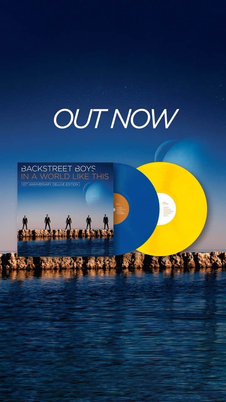 backstreetboysのインスタグラム：「It’s finally here! The 10th Anniversary Deluxe Edition of ‘In A World Like This’ including “Hot Hot Hot!” and 5 live tracks recorded from the “In A World Like This Tour” in Japan is available now! 💙🌎💛 Order the album on CD and vinyl now at the link in bio.」