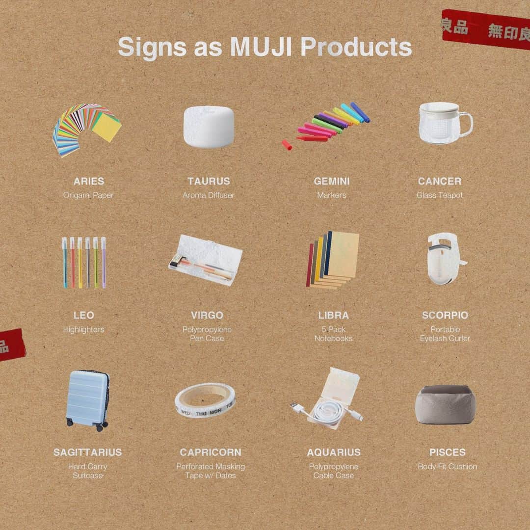 MUJI USAさんのインスタグラム写真 - (MUJI USAInstagram)「The signs as MUJI Products 🫣 Which one are you?  Find the MUJI Product that speaks to you in stores and online!  #MUJI #MUJIUSA」7月29日 1時30分 - mujiusa