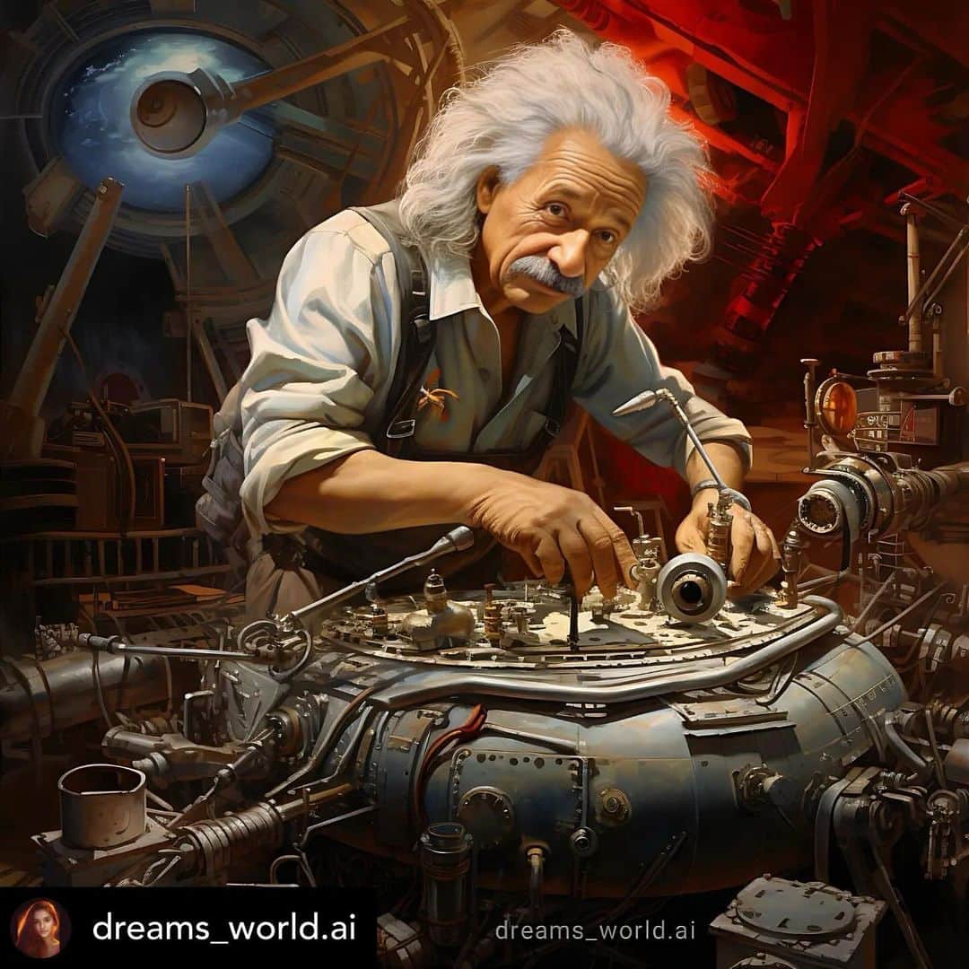 アルベルト・アインシュタインのインスタグラム：「Fan art Friday! Posted @withregram • dreams_world.ai. Tag @alberteinstein and your art may be chosen next week!」