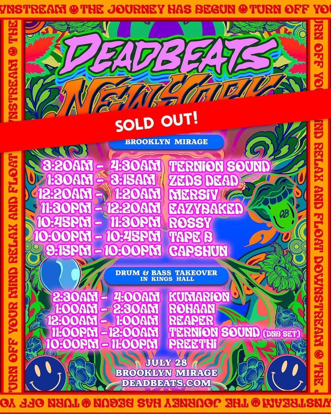 Zeds Deadさんのインスタグラム写真 - (Zeds DeadInstagram)「DEADBEATS NYC TONIGHT! Swipe for set times and tag your Deadbeats squad  @mackygeeofficial can no longer make the show so we have an extra special dnb set from @ternionsound filling in!」7月29日 2時22分 - zedsdead