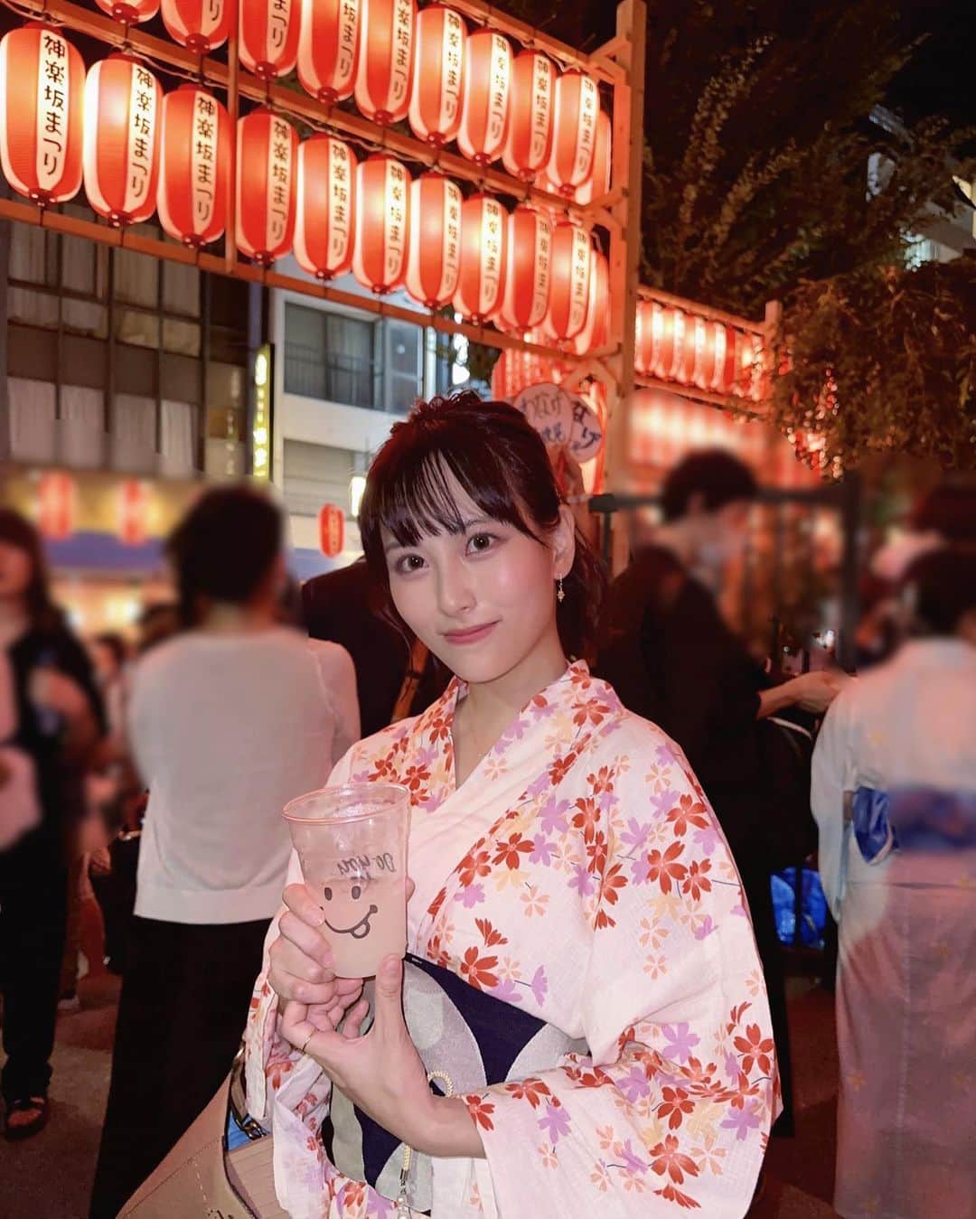 森田真理華のインスタグラム：「神楽坂祭り 4年ぶりの浴衣ー🩷🍋」