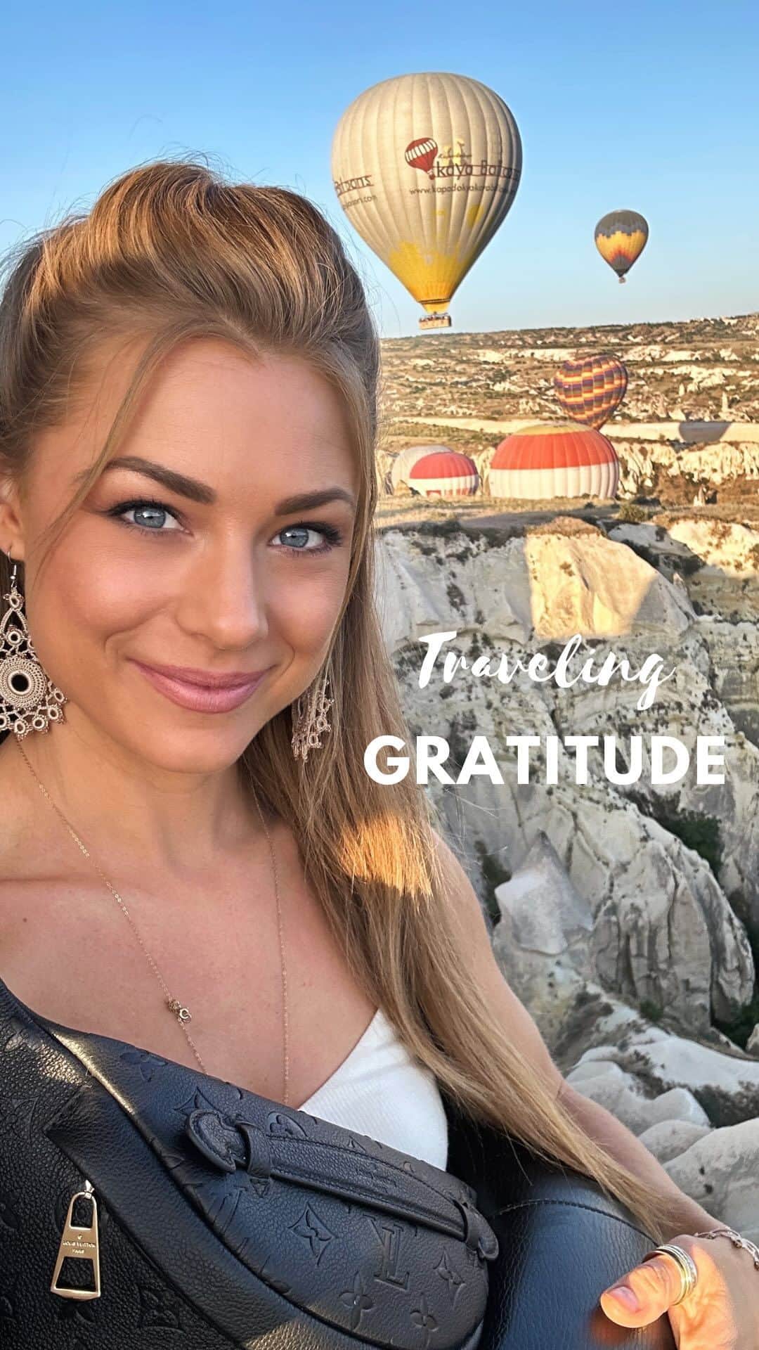 Nikki Leighのインスタグラム：「1. The Gift of Nature: Express your gratitude for the breathtaking natural beauty of Cappadocia. The sunrise illuminating the unique rock formations, fairy chimneys, and the picturesque landscape is truly a sight to behold.  2. Adventure and Exploration: Be grateful for the opportunity to embark on an exhilarating hot air balloon ride. It’s a thrilling adventure that allows you to witness the world from a different perspective and create lasting memories.  3. Peace and Serenity: Take a moment to appreciate the tranquility and stillness of the early morning hours.  4. Sense of Wonder: The beauty and majesty of nature can remind us of the wonders of the world and evoke a sense of gratitude for being a part of it.  5. Health and Well-being: Reflect on your physical and mental wellness that enables you to experience such incredible moments. Express gratitude for your body’s ability to enjoy the beauty around you and for the overall well-being that allows you to embark on adventures like this.  6. Cultural Richness: Show appreciation for the rich history and culture of Cappadocia, which adds depth and meaning to your experience.  7. Travel and Exploration: Be grateful for the opportunity to travel and explore new destinations. Travel broadens our horizons, exposes us to different cultures, and allows us to gain a deeper understanding of the world.  8. Connection and Sharing: Recognize the joy of sharing extraordinary moments with loved ones or new friends. Express gratitude for the connections you make during your travels.   9. Inner Reflection: Use the peaceful moments during the hot air balloon ride to reflect on your own life and personal growth. Express gratitude for the opportunity to pause, gain perspective, and connect with your inner self.  10. Abundance of Life: Finally, express gratitude for the sheer abundance of life and experiences available to us. The sunrise and the beauty of the world serve as a reminder of the vast possibilities and opportunities that exist, filling us with gratitude for the gift of life itself. #travel #gratitude #cappadocia #hotairballoonrides #whattodointurkey」