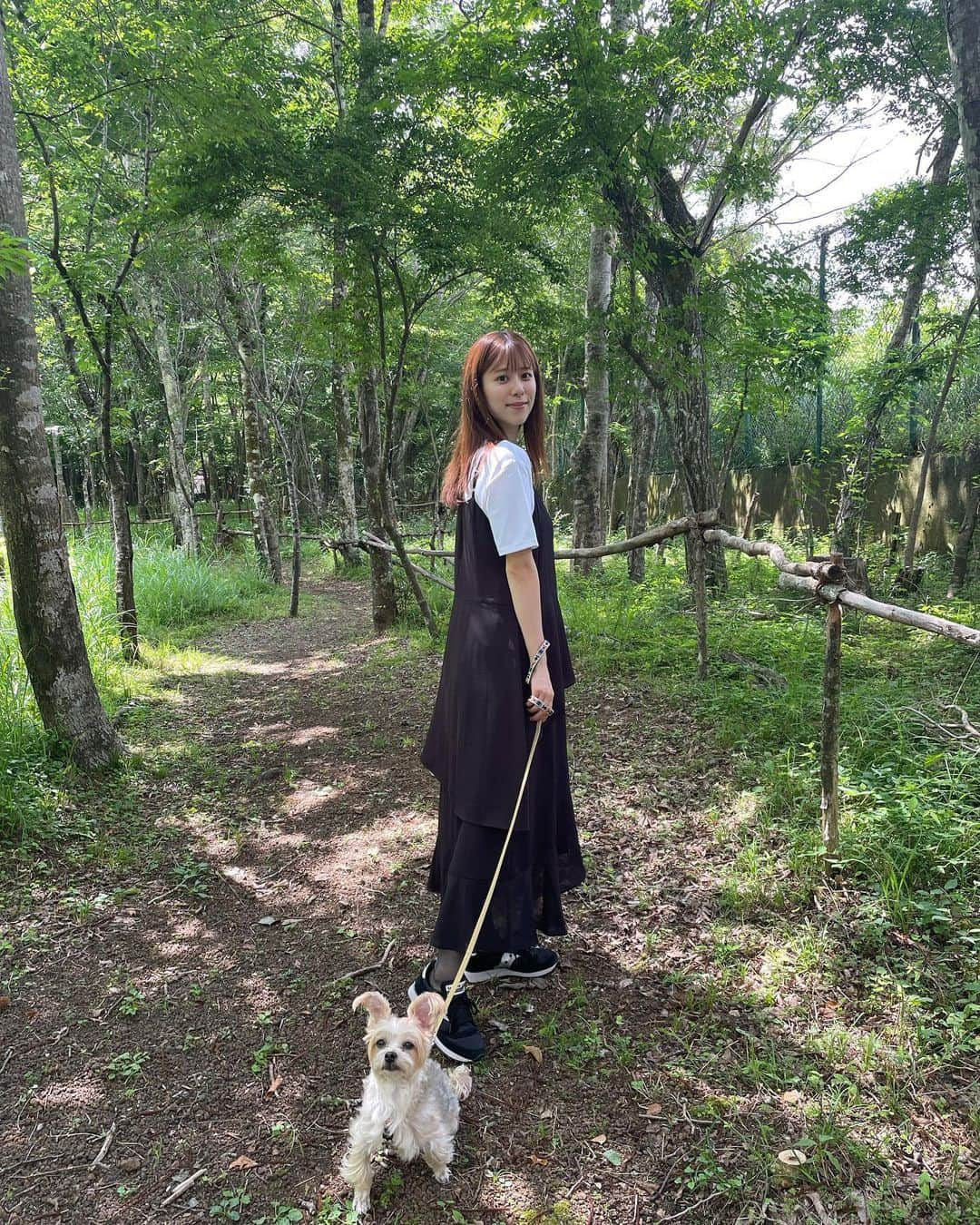 溝口恵さんのインスタグラム写真 - (溝口恵Instagram)「この間Wan's Resort 山中湖に泊まった時に愛犬ひじきは旦那さんとドッグランでたくさん走った後（私はのほほんと見てました）隣にある小さい小道で休憩がてらお散歩をしました🐶  この時の写真たくさんなのでちょこちょこ投稿しますね🤲  #ひじめぐ #dog #愛犬 #犬」7月28日 21時13分 - mizomegudesu78