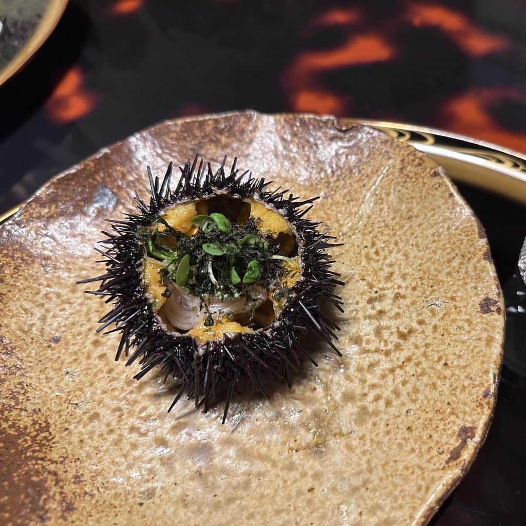 てーらのインスタグラム：「美味しいのはもちろん、建築と食器、夏の日暮れが綺麗だった」