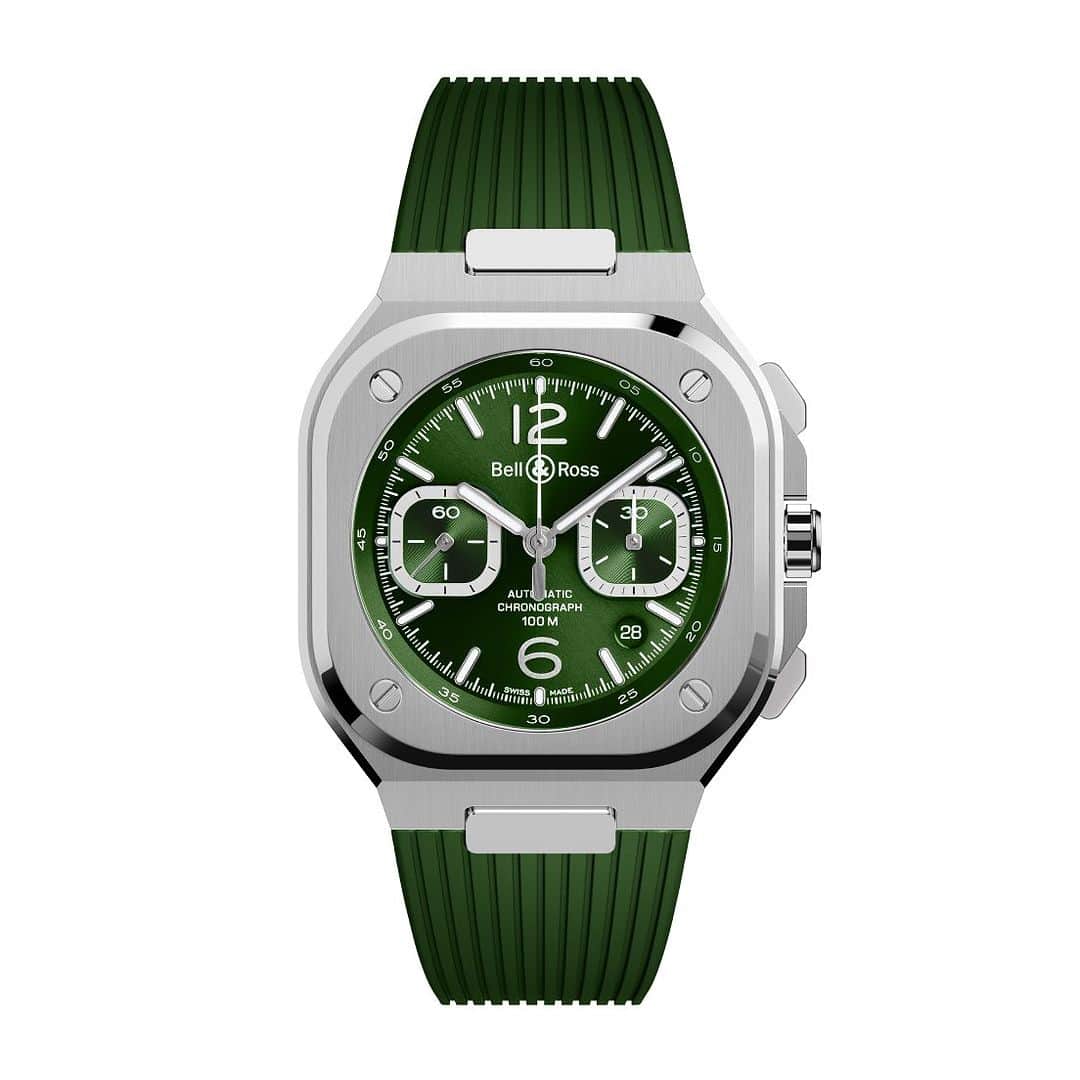 ベル&ロスさんのインスタグラム写真 - (ベル&ロスInstagram)「The BR 05 Chrono Green Steel comes in a stainless-steel strap that integrates perfectly with the 42mm wide case as well as a green rubber strap that goes harmoniously with the color of the dial reinforcing the calm of nature.   Discover more via the link in our bio.   #bellross #timeinstruments #BR05 #BR05Chrono」7月28日 22時03分 - bellrosswatches