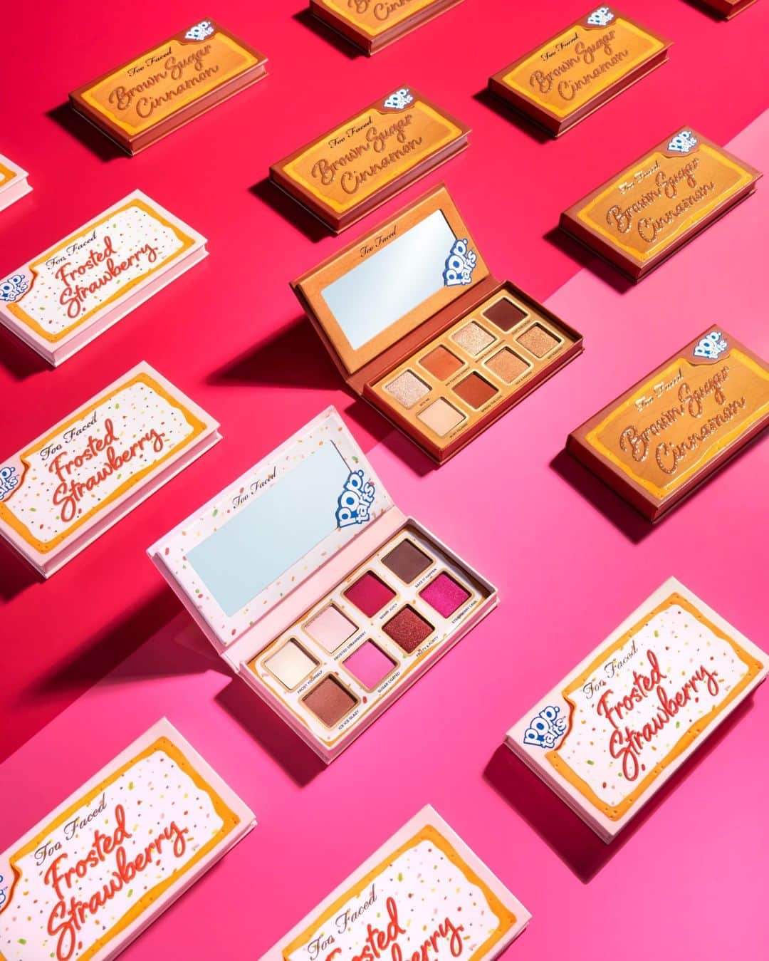 Too Facedのインスタグラム：「Have you tried our most irresistible Too Faced x @poptartsus Mini Palettes yet?! 🥰Let us know in the comments which palette you’re grabbing! 👇  🤎 Brown Sugar Cinnamon 💖 Frosted Strawberry   #toofaced #tfcrueltyfree #TooFacedXPopTarts」