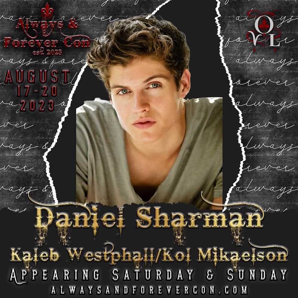 ダニエル・シャーマンのインスタグラム：「Myself and some of my friends and family from the Vampire Diaries, The Originals and Legacies will be in Conyers, GA (aka Georgia's French Quarter) at the Always and Forever Convention which is happening Aug 17-20. You can hang out in the same spots where we filmed some of the most iconic scenes. I'll be there Saturday the 19th and Sunday the 20th. There will be Q&A panels, meet and greets, photo ops, autographs, and other special cast experiences including a Mardi Gras Party. Come be a part of Always and Forever. Get your tickets at alwaysandforevercon.com (http://alwaysandforevercon.com/)! For more info go to FB, Instagram and TikTok @alwaysandforevercon #aandfcon23 #alwaysandforevercon23 #superfancons #filmedinthesouth #vampirediaries #the originals #legacies #kolmikaelson」