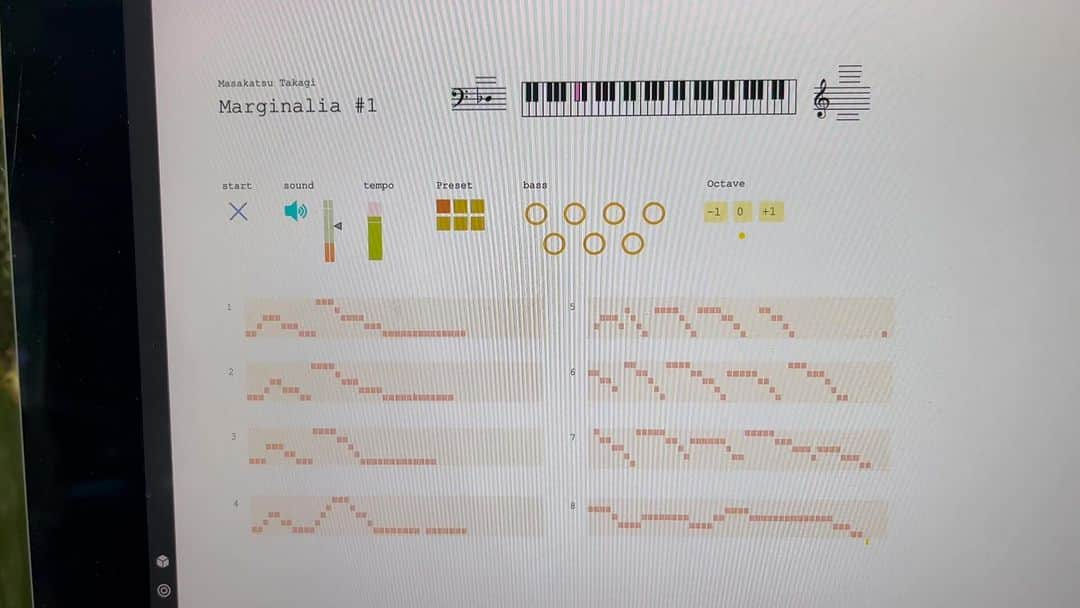 高木正勝のインスタグラム：「Almost 20 years since I touched #Max8 last time. It’s fun to program something to see what in my mind like a musical score. Although I cannot make a complex program at all.  20年振りに#max8 で簡単なプログラミング。何を考えながらピアノを弾いているのか、楽譜ではない方法で視覚化したいなと思いながらプログラムしているうちに、結果よりもああでもないこうでもないと考えること自体が楽しくなってきました。」