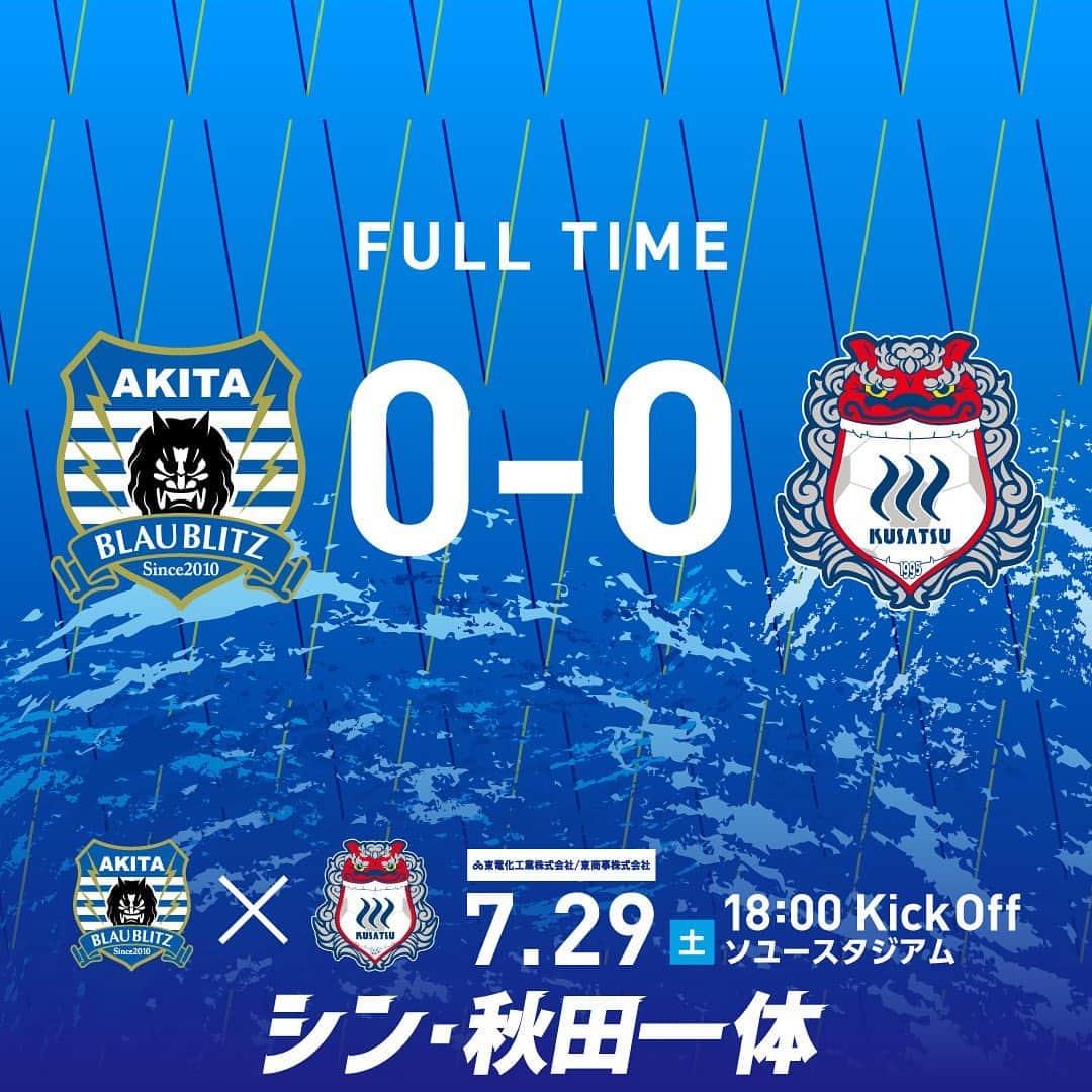 ブラウブリッツ秋田のインスタグラム：「***  2023 明治安田生命 J2リーグ 第28節  🆚 #ザスパクサツ群馬 🔚 0-0 🏟ソユースタジアム  秋田のために戦った90分。 それぞれの場所から熱い応援ありがとうございました⚡️    #シン秋田一体  #blaublitzakita #J2 #Jリーグ #jleague #DAZN #football #⚽️ #athleta」