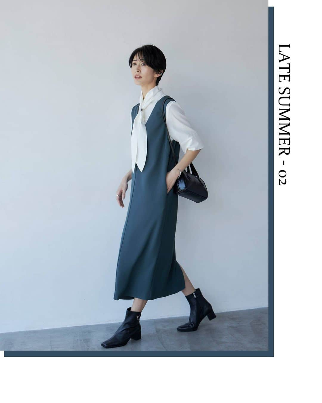 ICB WEB MAGAZINEさんのインスタグラム写真 - (ICB WEB MAGAZINEInstagram)「. ICB STYLE WEB 2023AUTUMN WINTER EDITION CHAPTER-1  今買って、秋まで使える 名品セットアップシリーズ  LIGHT DOUBLE CLOTH 　―LATE SUMMER 02  ボウタイで辛口に仕上げる 大人のジャンスカコーデ  大人な印象で着られる ニュアンスカラーのジャンパースカートは、 クリーンなシャツ合わせで辛口に。 付属のメタルリングが新しい首元を演出するボウタイは 取り外しできる仕様なのもGOOD。  ライトダブルクロス ジャンパースカート ワンピース ¥23,980(taxin)  レーヨンコンパクトローン ボウタイシャツ ¥23,980(taxin)  ミニボストンショルダー ¥15,950(taxin)  Cメタルショートブーツ ¥27,940(taxin)  ICB STYLE WEB 2023AUTUMN WINTER EDITION CHAPTER-1 @icb_jp プロフィールURLからご覧頂けます。  #icb #icbstyle #icbjp #icbstyleweb #onward #onwardcrosset #オンワード #オンワードクローゼット #fashion #通勤コーデ #通勤スタイル #オフィススタイル #オフィスカジュアルコーデ #ootd #オフィスカジュアル #シンプルコーデ #大人カジュアル #夏コーデ #秋コーデ#シンプルファッション #お仕事服 #ジャンパースカート #ジャンスカ #ジャンスカコーデ #ジャンパースカートコーデ #デザインブラウス」7月29日 20時01分 - icb_jp