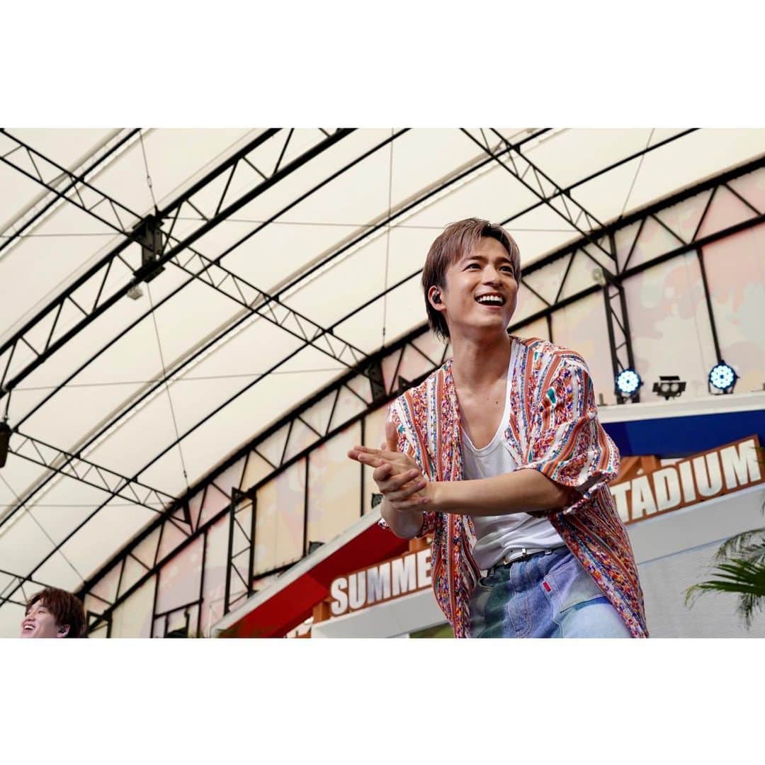 和田颯のインスタグラム：「. めざましライブありがとうございました！ 夏感じまくりでした🔥 福島のちびっ子可愛かったなー！！ 暑かったから体調気をつけて下さいね！」