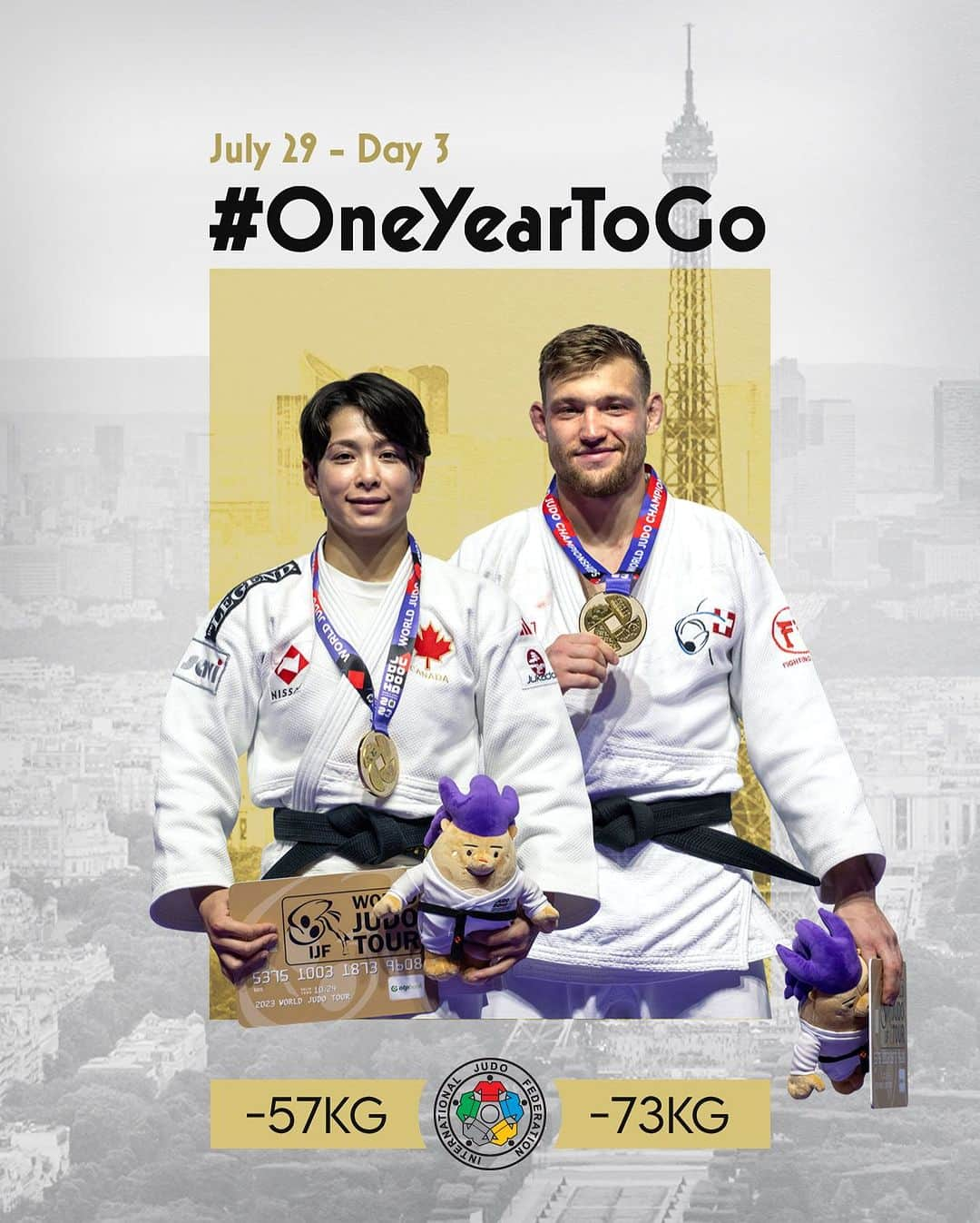 出口クリスタのインスタグラム：「#1YearToGo until -57kg / -73kg 🥋   #Judo #Olympics #Paris2024」