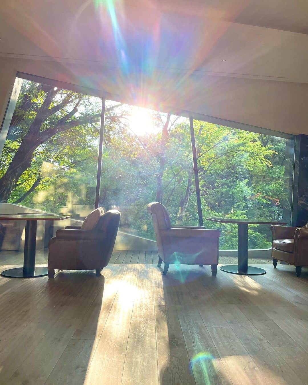 金子実加のインスタグラム：「は〜い！一旦、深呼吸🍃✨ 瞑想いいよ🧘‍♀️✨✨ 自然の太陽からパワーをチャージ✨  #nature #自然 #避暑地 #瞑想 #深呼吸 #ホテル #八ヶ岳 #山梨 #長野　#旅行 #観光 #リトリート」
