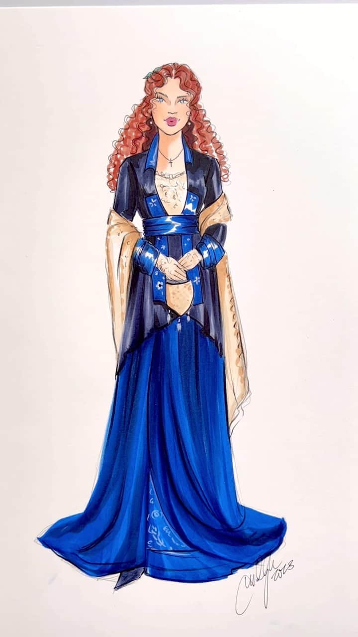 Holly Nicholsのインスタグラム：「Rose’s “Flying” dress, Titanic 💕 costume designer, Deborah Lynn Scott #titanic #fashionillustration #asmr #copicmarkers #vintagestyle #asmrsounds」