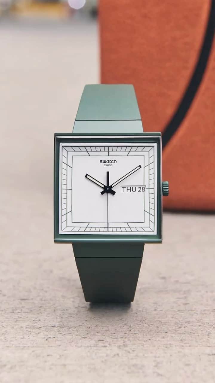 Swatchのインスタグラム：「Enter a playful parallel universe where square watches take center stage! #SwatchWhatIf #SwatchBIOCERAMIC」