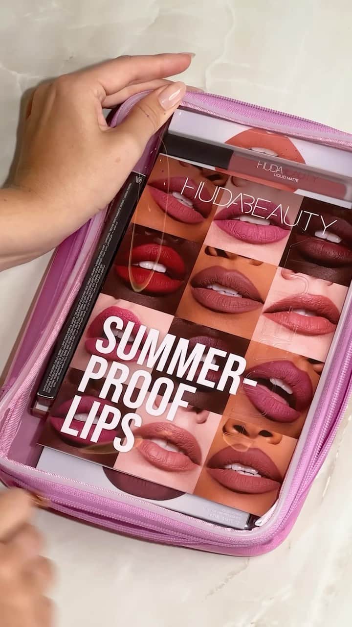 Huda Kattanのインスタグラム：「Summer-proof your lips with our Lip Contour 2.0 & our Liquid Matte Lipstick 💋 The ultimate lip duo to take you from summer pool days to sweaty nights out!」