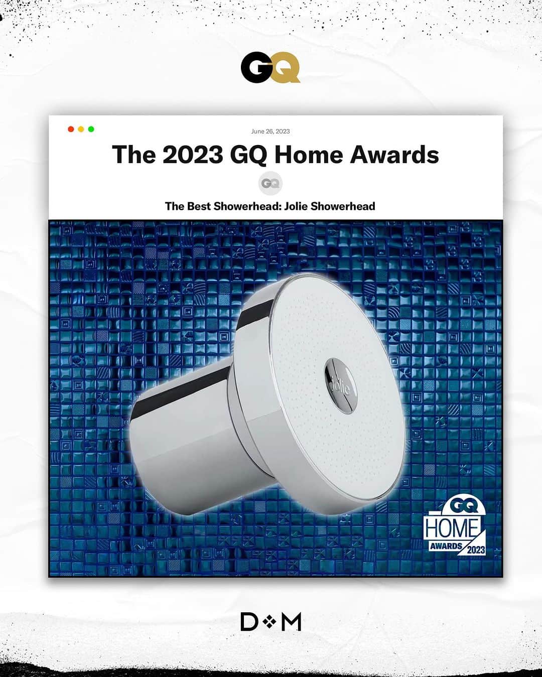 ロブ・ディアデックのインスタグラム：「We're proud to announce our portfolio company @jolieskinco has earned a GQ home award.  Its staple product, the Filtered Showerhead, has been named as the "Best Showerhead" in 2023.  "After testing every other filtered shower head on the market, Jolie created the "Ferrari" of the category with a design that looks great, filters at the highest standard, and can be installed on any shower head by even the least handy among us. All while delivering the spa-like water pressure you crave."  Full story at the link in our bio.」