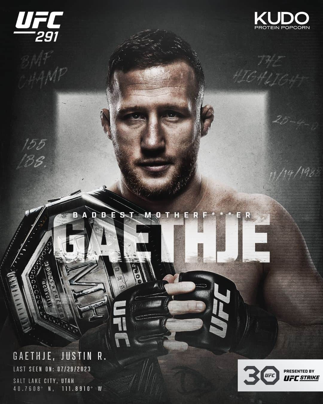 UFCさんのインスタグラム写真 - (UFCInstagram)「THE BADDEST MOTHERF***ER ON THE PLANET! 🤬🏆  @Justin_Gaethje beats Poirier by KO and claims the BMF title at #UFC291!!  [ B2YB @kudosnacks ]」7月30日 13時26分 - ufc