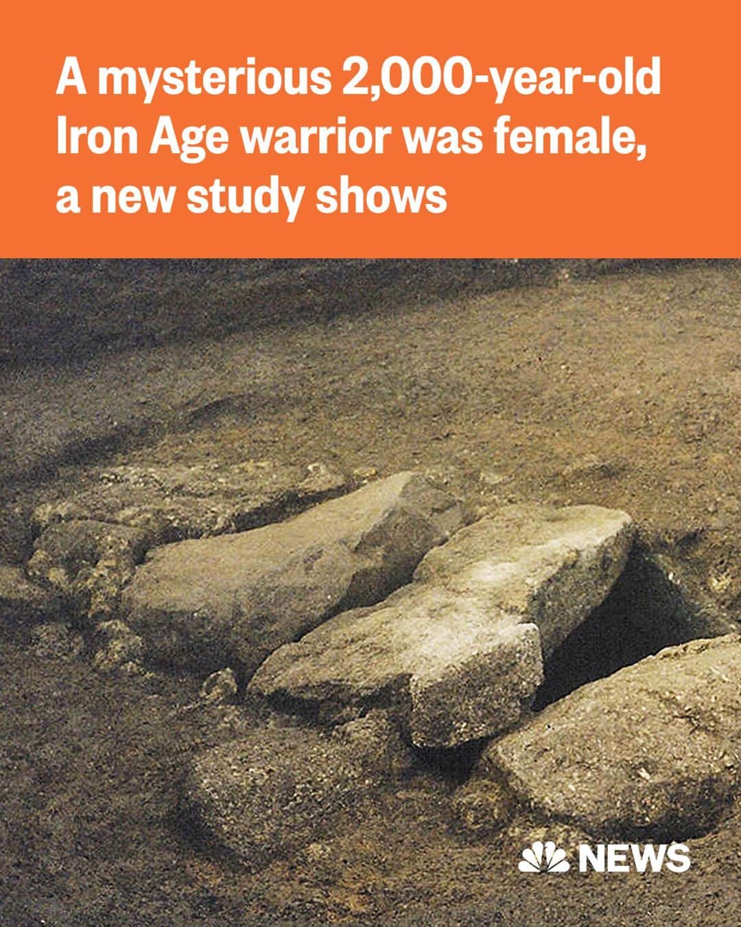 NBC Newsさんのインスタグラム写真 - (NBC NewsInstagram)「Experts puzzling over the remains of an ancient warrior found in a 2,000-year-old grave off the coast of Britain have concluded the buried person was female.  Mystery has surrounded the Iron Age figure interred on Bryher, one of the Scilly Isles southwest of mainland Britain, since it was discovered in 1999. The grave contained a sword and shield, items traditionally associated with male burials, as well as a mirror, which was typically buried alongside women.  The grave, which is dated from BC 100 to BC 50, offers a rare glimpse into ancient British life, and suggests that women may have taken an active part in military raids before the tribal warrior queen Boudicca led a fierce uprising against the Roman colonization of Britain in AD 60.  📷️ Isles of Scilly Museum Association」7月31日 0時01分 - nbcnews